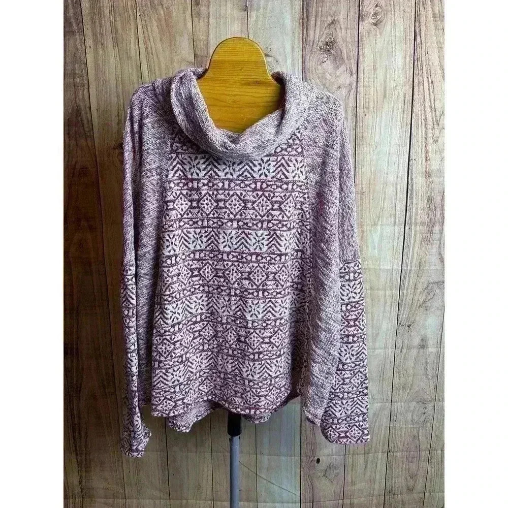 44 degrees North Jacquard French Terry Cowl Neck Long Sleeve Sweater Size 2X